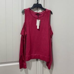 Pink sweater with cut out shoulder